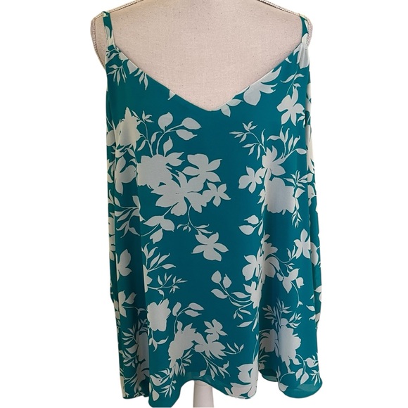 Torrid "Sophie" Chiffon Swing Cami in Teal/White Shadow Floral 6X(30) - Picture 1 of 8